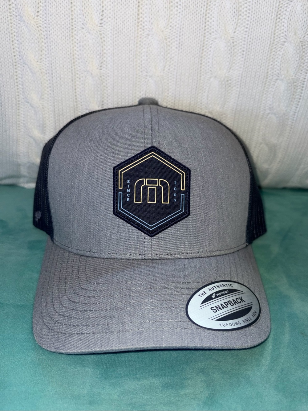 Travis Mathew Gray and Navy Snapback Hat with Hex Logo - NWT